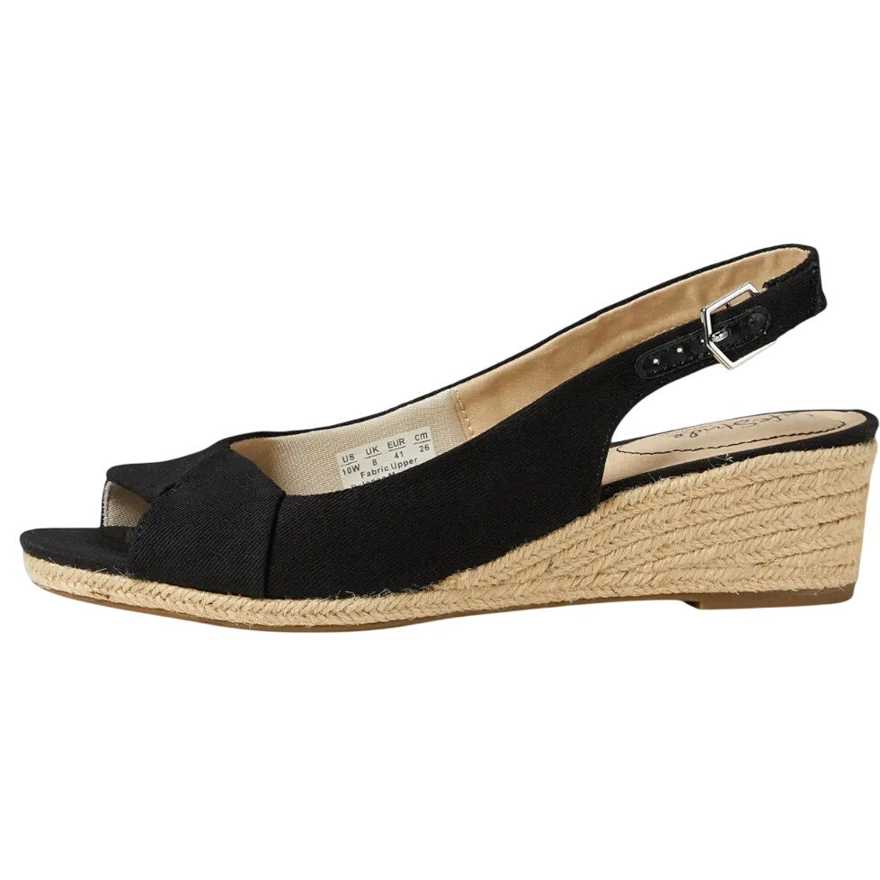 LifeStride Womens Socialite Wedge Sandals Size 6.5 M EU 36.5 Black Canvas NWOB