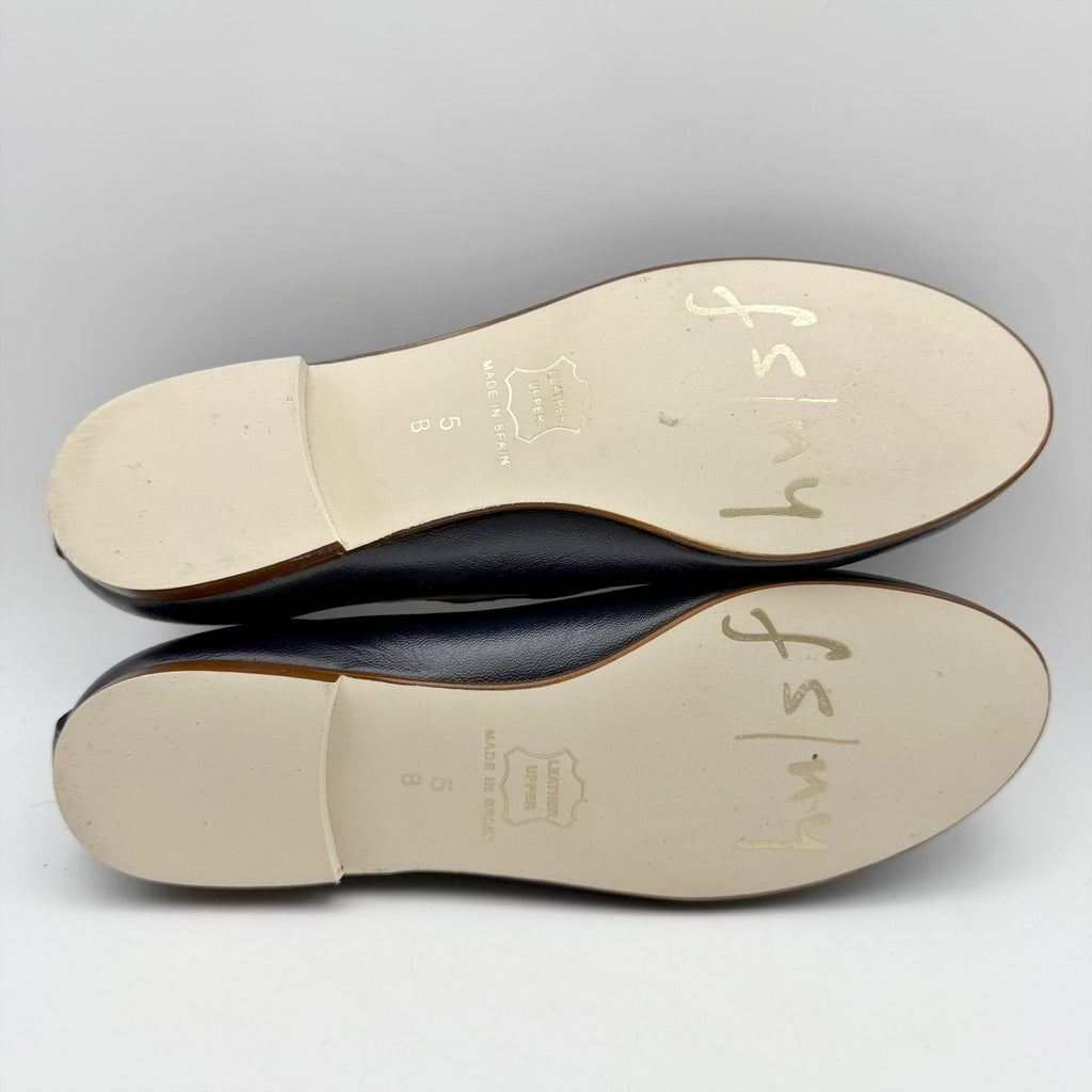 French Sole FS/NY Womens Jigsaw Flats Size 5 EU 35.5 Navy Blue Nappa Leather NIB