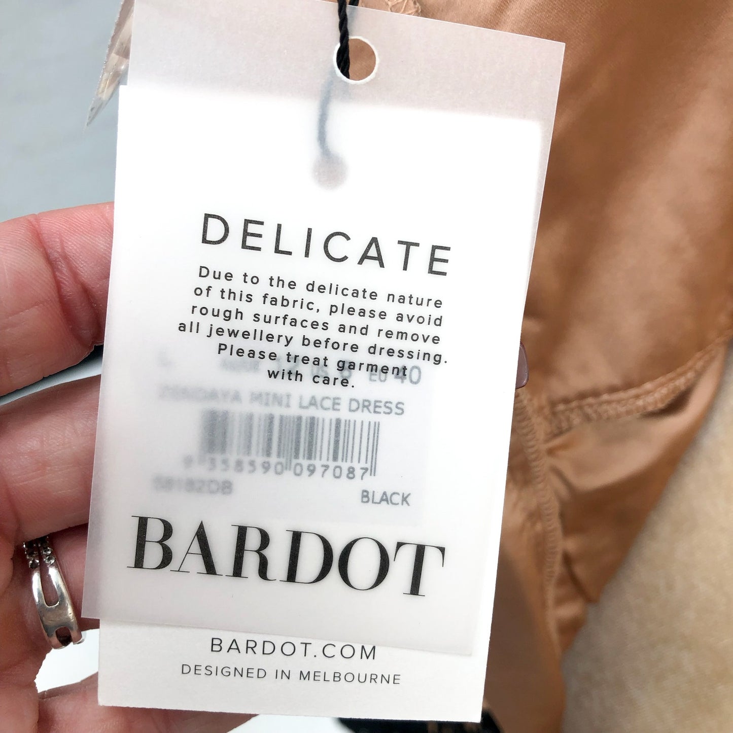 BARDOT Women's Zendaya Mini Lace Dress Large Black Nude Off Shoulder NWT