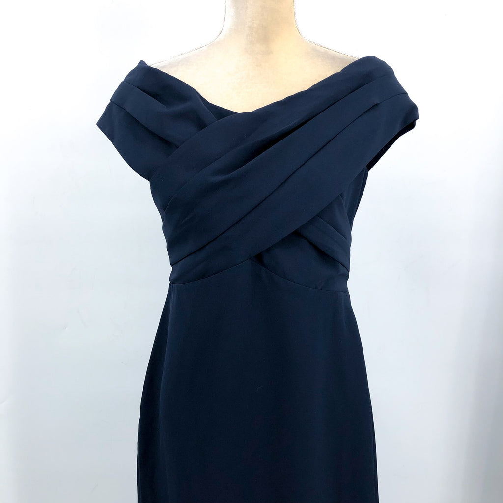 LAUREN RALPH LAUREN Crepe Off-the-Shoulder Gown Size 8 Navy Blue Formal NWT