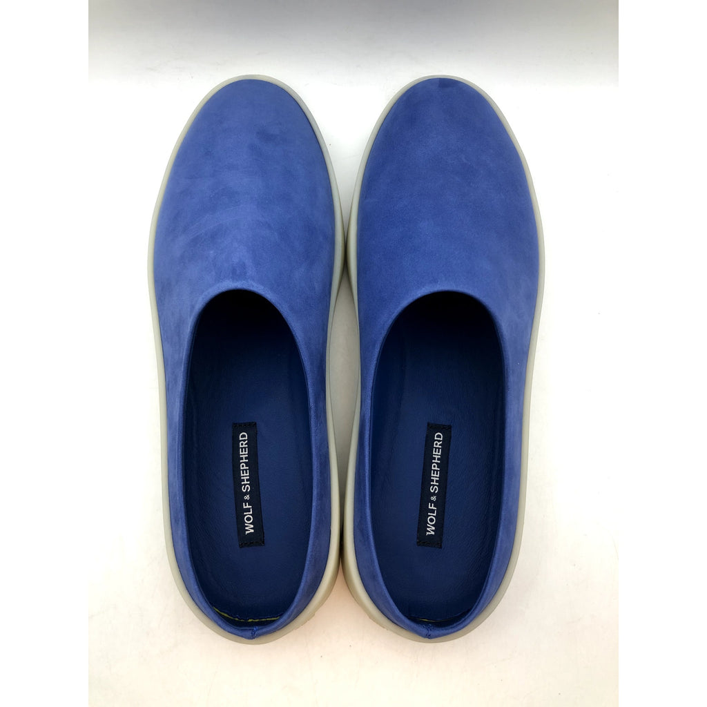 Wolf & Shepherd Womens Cruise Mule Slip On Shoes SIZE 6 Blue White Leather NIB
