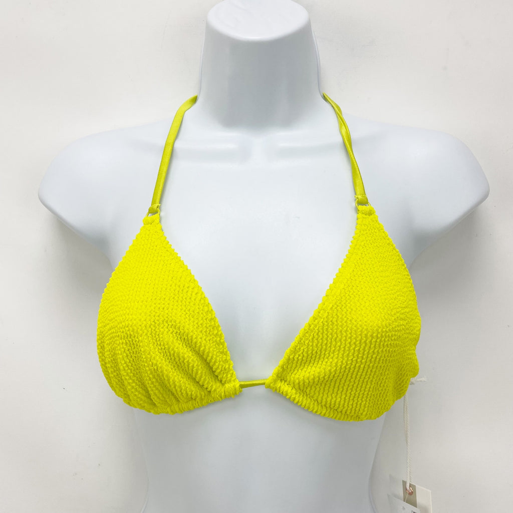 Good American Always Fits Tiny Ties Bikini Top 1/2 S-M Swim Electric Yellow NWT