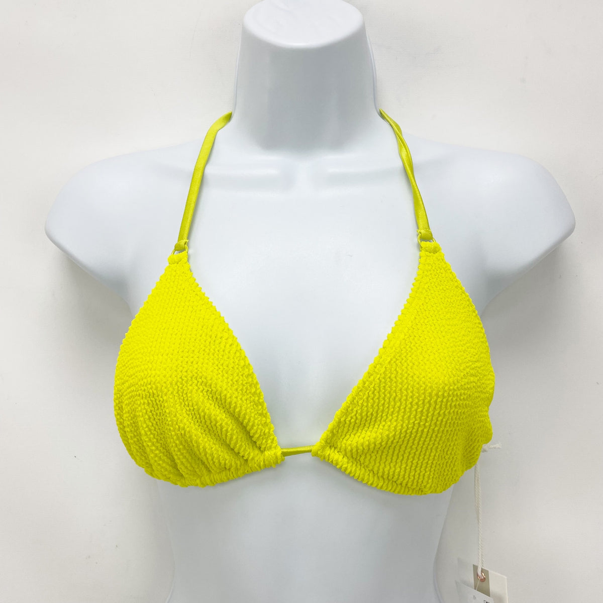 Good American Always Fits Tiny Ties Bikini Top 1/2 S-M Swim Electric Yellow NWT