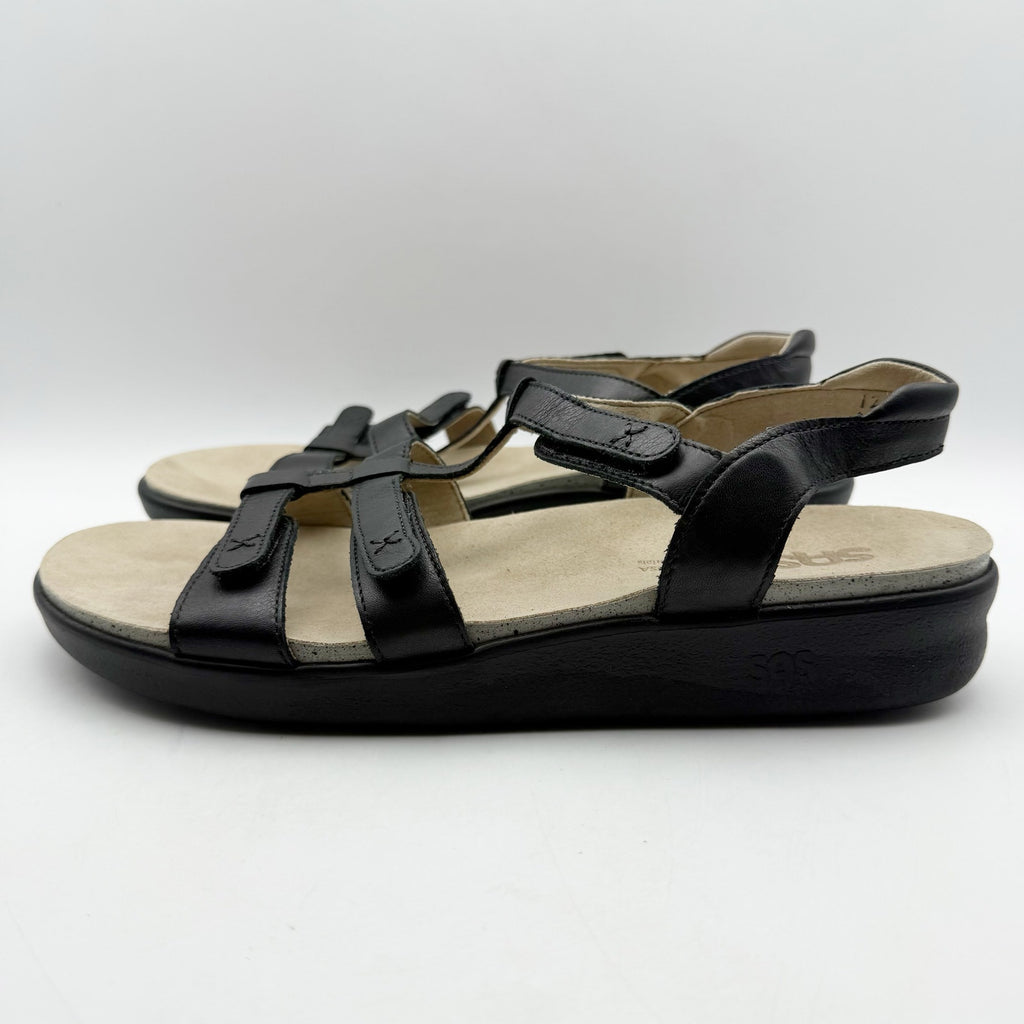 SAS Womens Sorrento Adjustable Comfort Sandals US 12 M Black Leather NIB