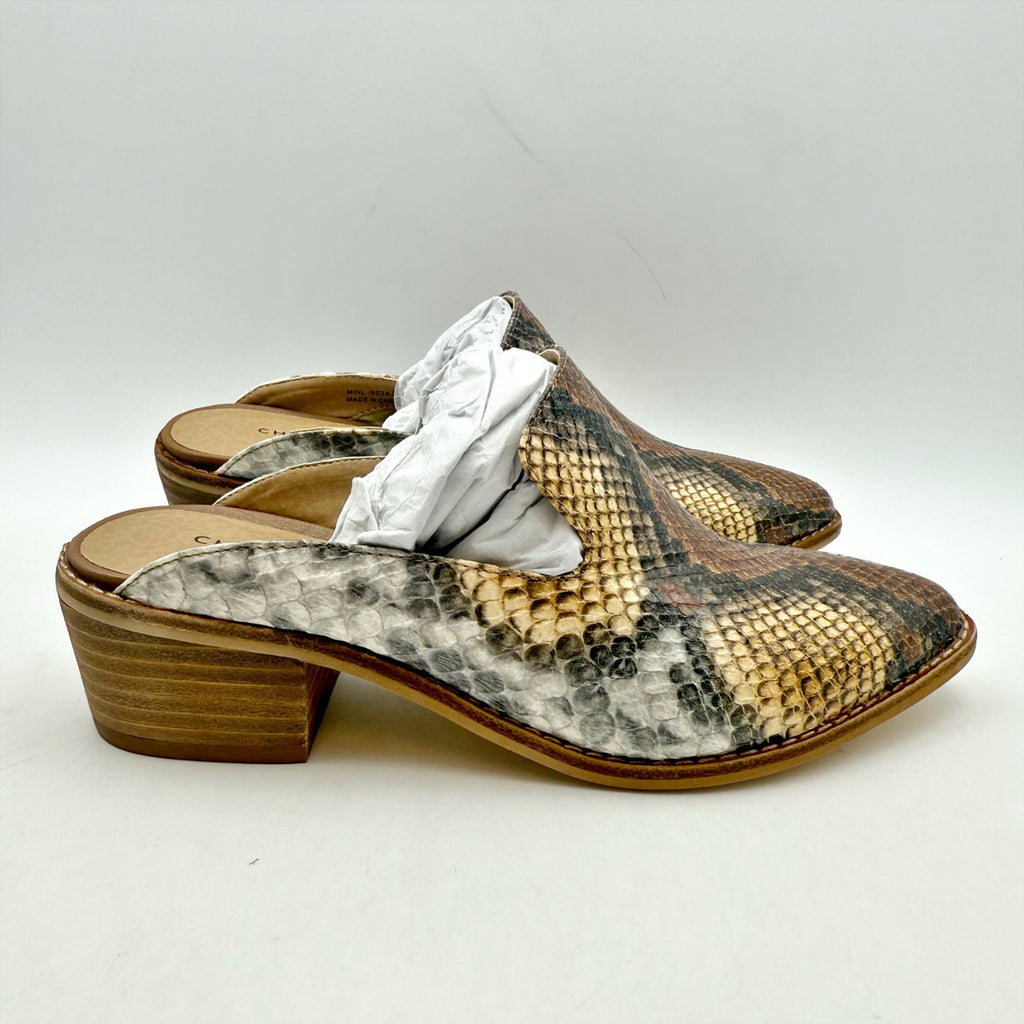 Chinese Laundry Womens Marnie Mules Size 5.5 EU 36 Brown Snake Print NIB