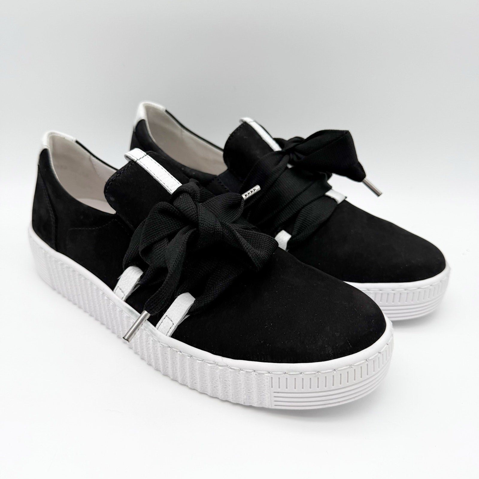 Gabor Womens 43.333 Platform Casual Sneakers US 8 UK 5.5 Black Leather NIB