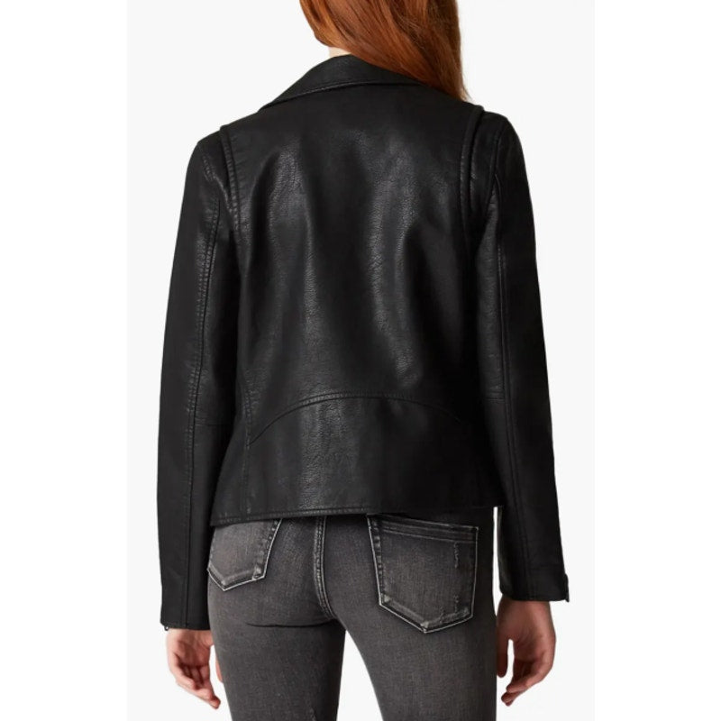 BLANKNYC Women's Moto Jacket Large Black Onyx Asymmetric Vegan Leather NWT