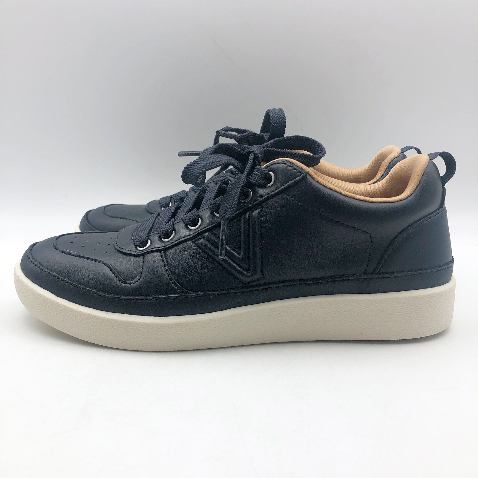 Vionic Womens Elise Casual Sneakers US 6.5 EU 36.5 Navy Blue Leather Low Top NIB