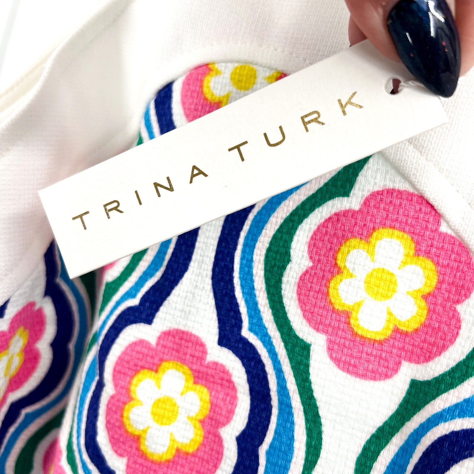 TRINA TURK Women's Halter Triton Dress Size 4 Gulfstream White Multi Floral NWT