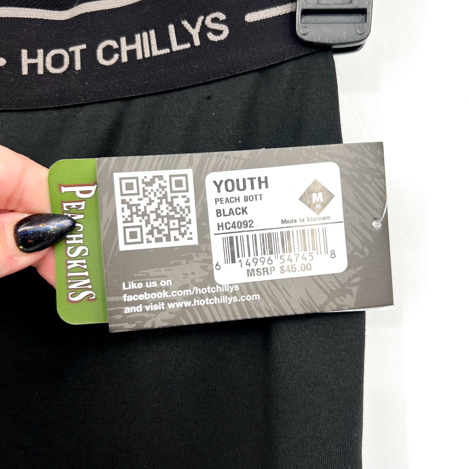 HOT CHILLYS Youth Boy's Peach Skins Base Layer Bottom Medium Black NWT