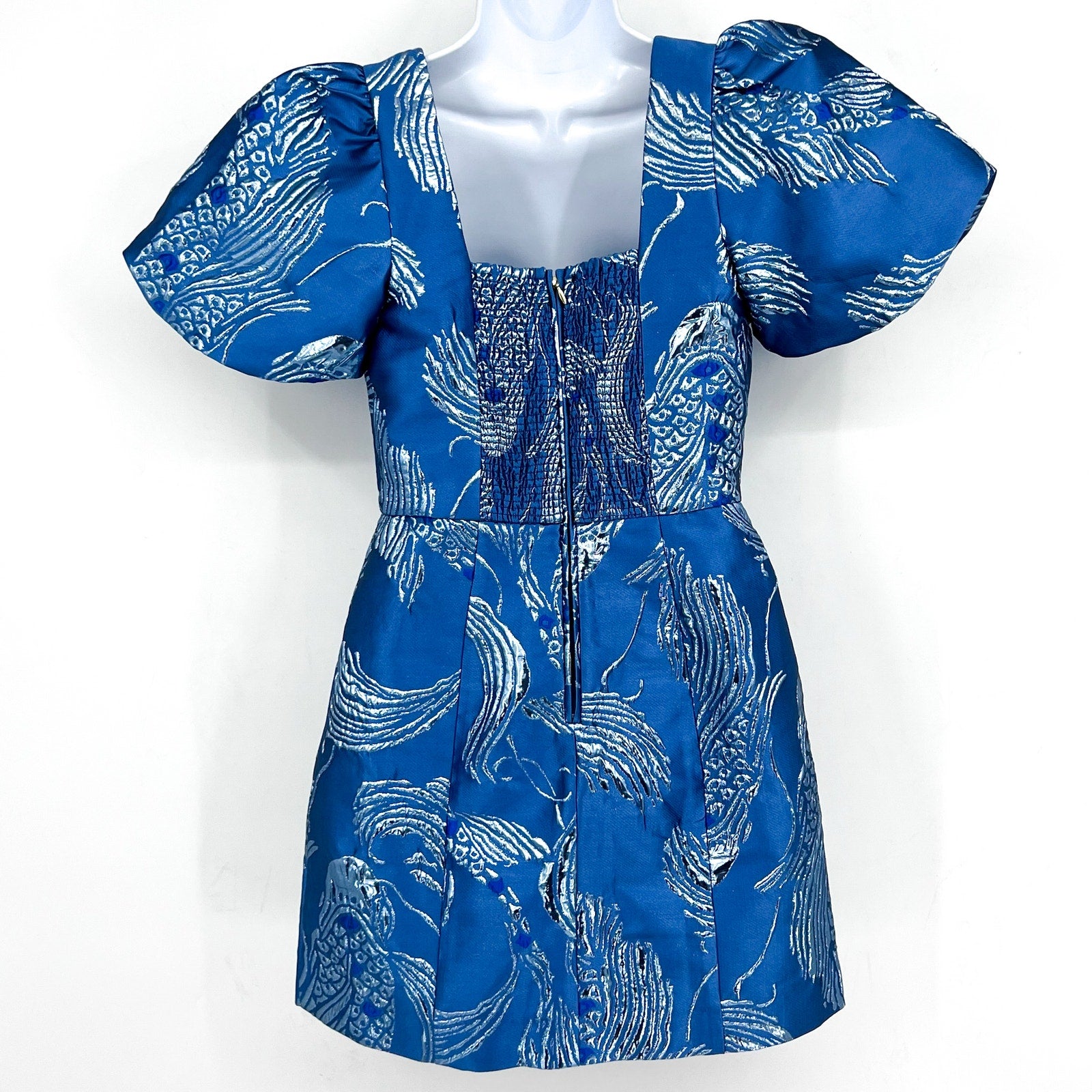 LILLY PULITZER Booker Romper Size 2 Blue Dancing Koi Metallic Jacquard NWOT
