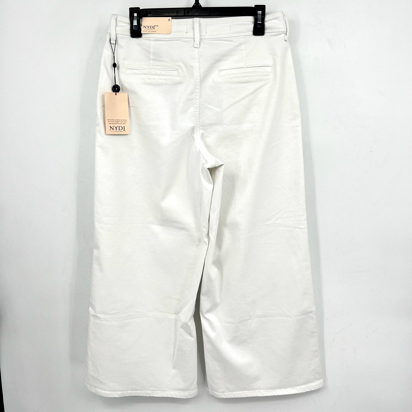NYDJ Women's Mona Wide Leg Ankle Jeans Size 8 Optic White Denim Trouser NWT