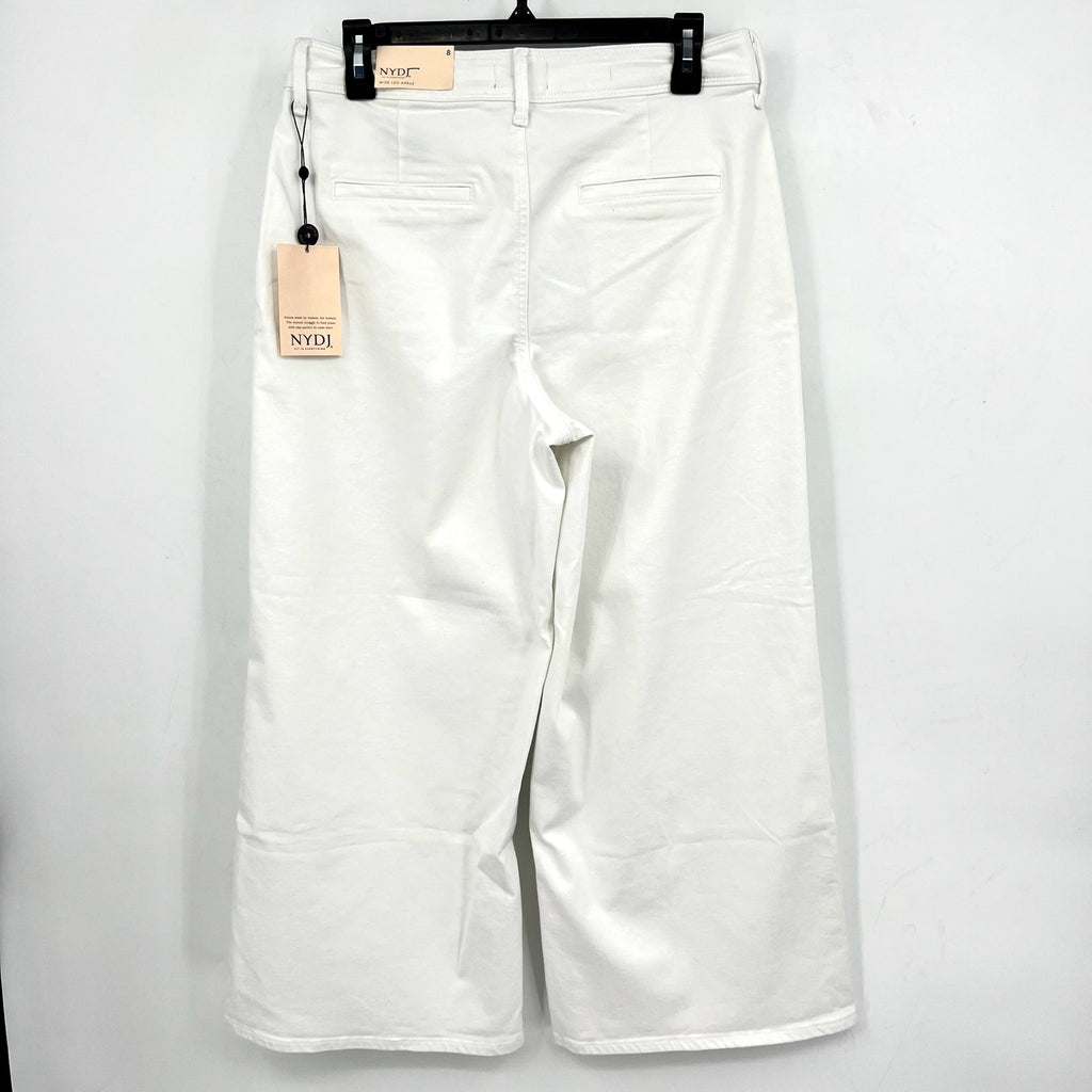 NYDJ Women's Mona Wide Leg Ankle Jeans Size 8 Optic White Denim Trouser NWT