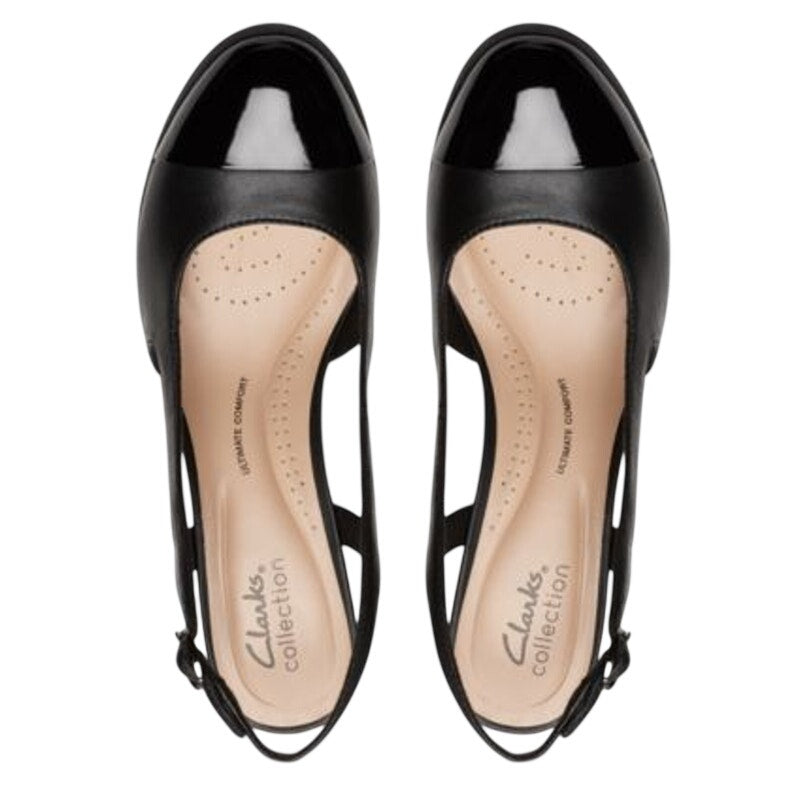 Clarks Womens Bayla Joy Pumps US 7.5 M EU 38 Black Leather Slingback NWOB