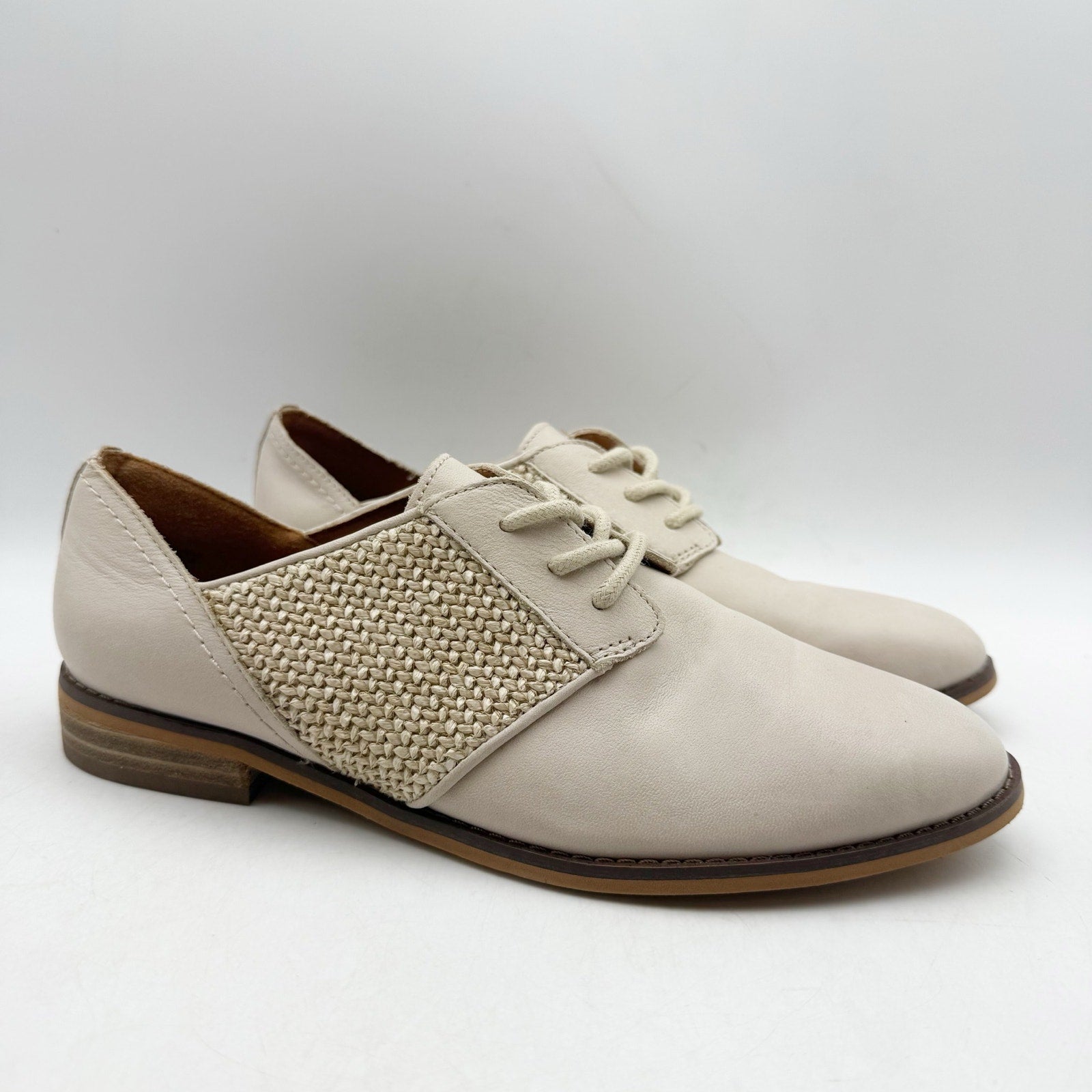 Lucky Brand Womens Elyza Oxford Shoes US 7 M Off White Leather NWOB