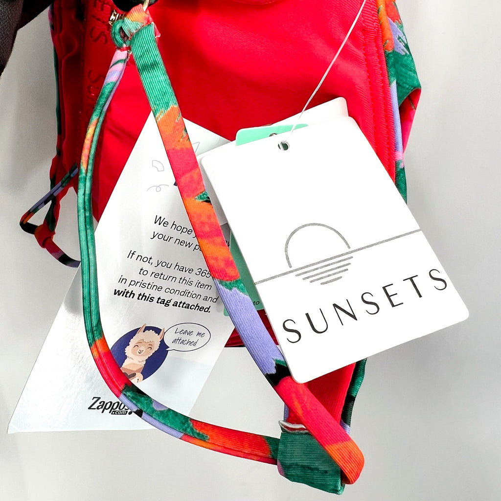 SUNSETS Womens Veronica One Piece Swimsuit Small Red Floral Hummingbird Cove NWT