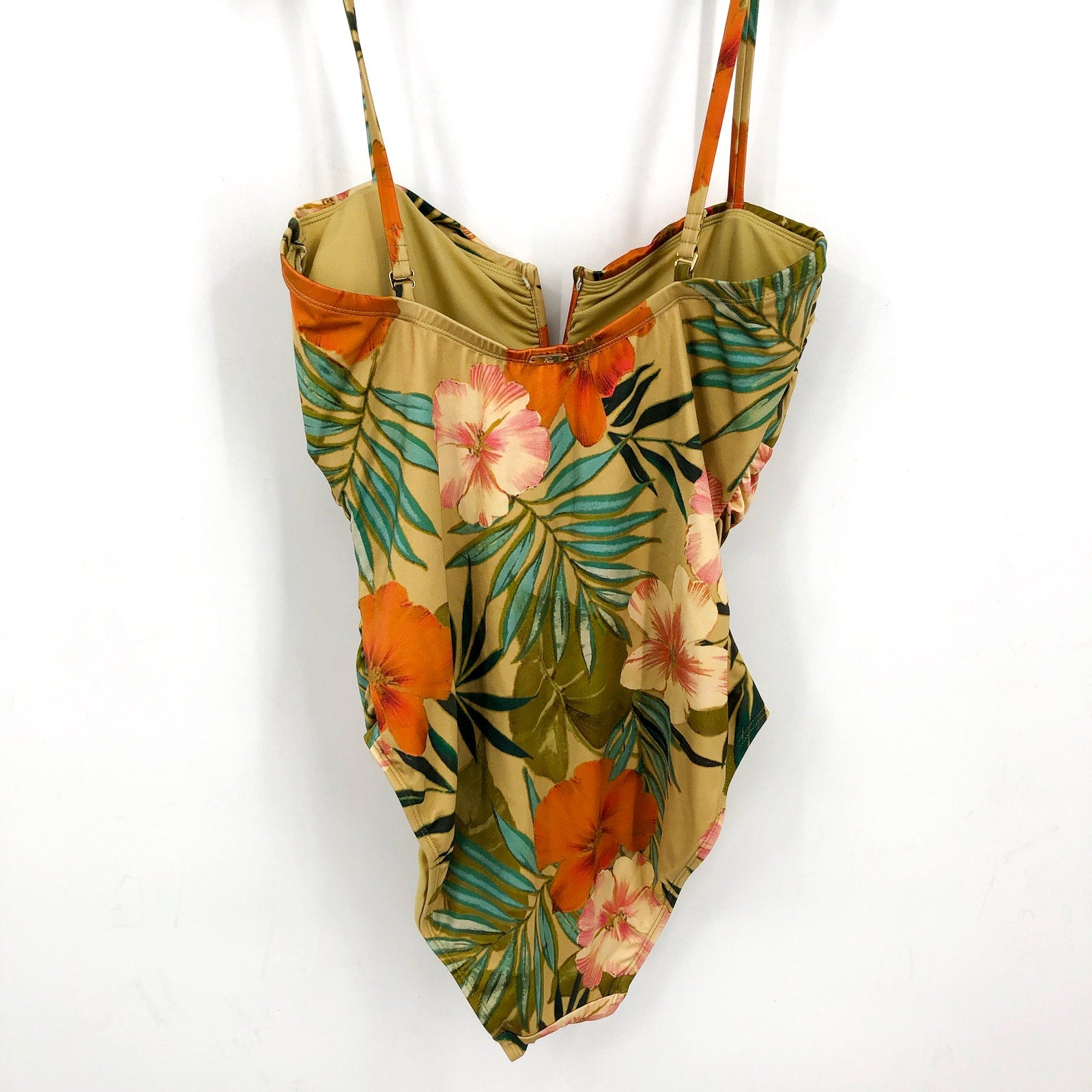 LAUREN RALPH LAUREN Island Tropical One Piece Swimsuit Size 6 Gold V-Wire NWT