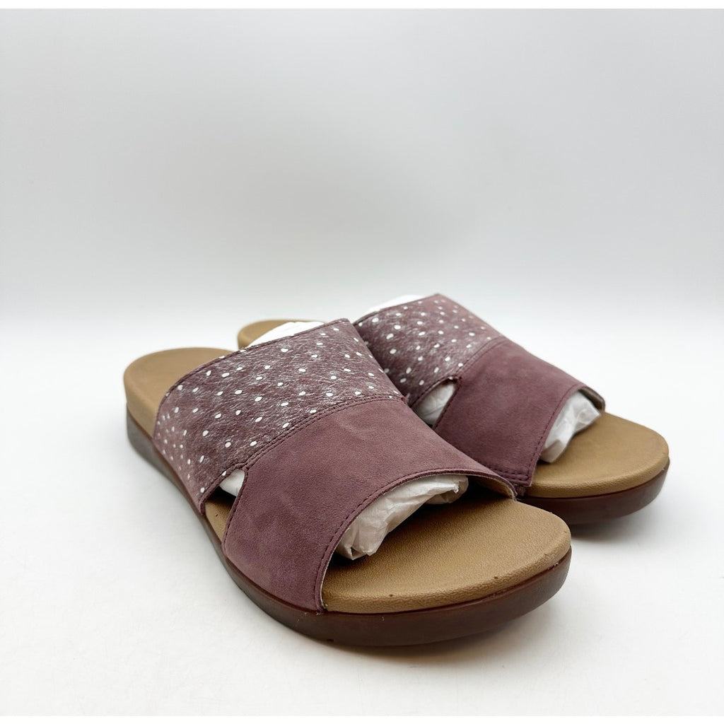 Spenco Womens Dawn Slide Sandals Size 7.5 EU 38 Red Burgandy Ostrich Suede NIB
