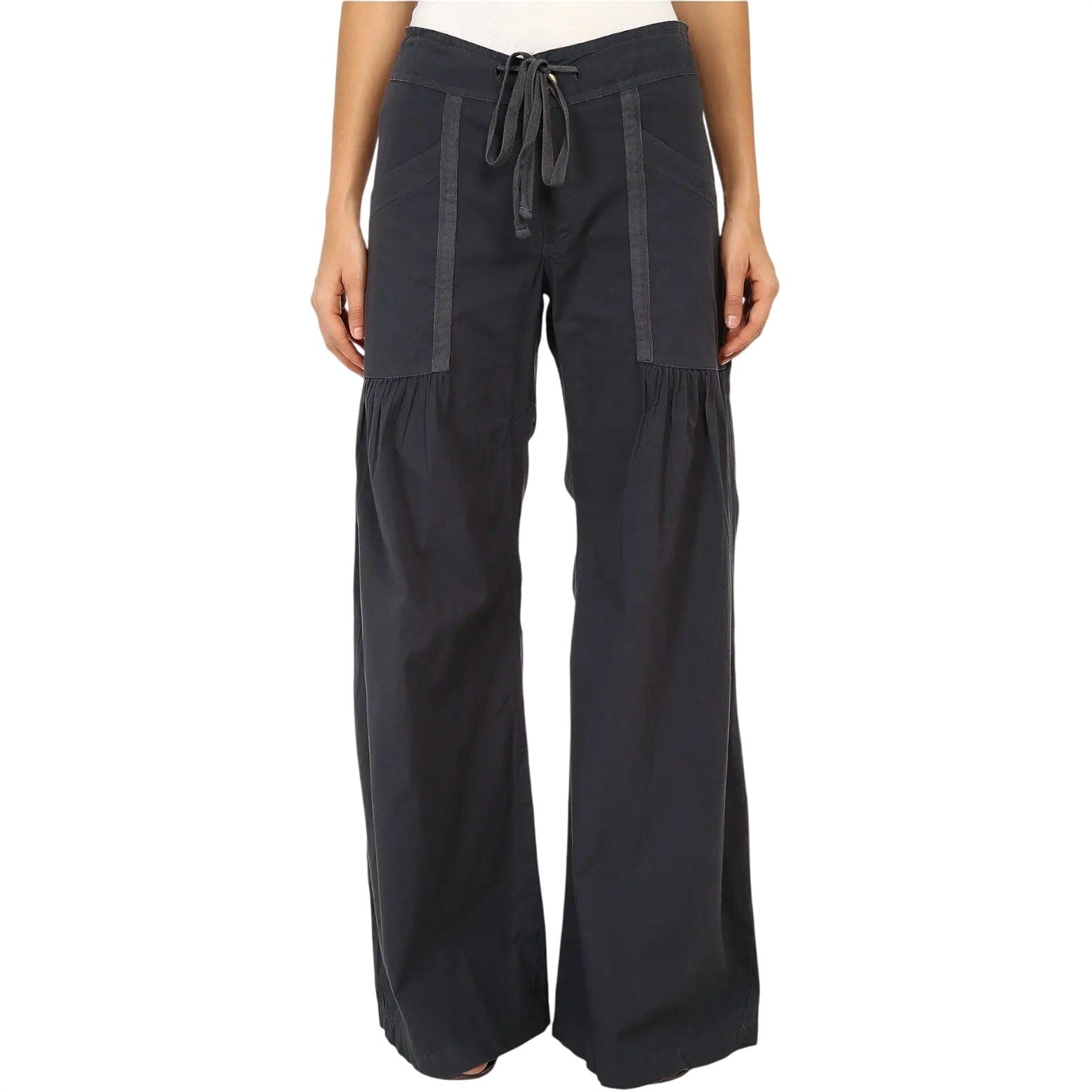 XCVI Women's Willowy Wide Leg Pants Large Charcoal Grey Stretch Poplin NWT
