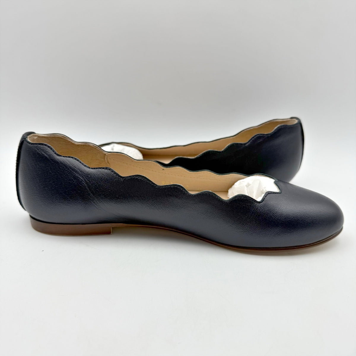 French Sole FS/NY Womens Jigsaw Flats Size 5 EU 35.5 Navy Blue Nappa Leather NIB
