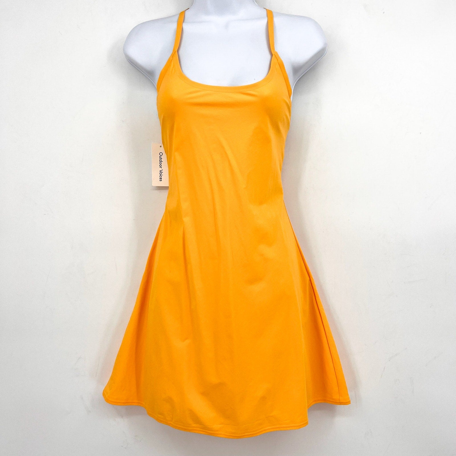 OUTDOOR VOICES Women's The Exercise Dress 3XL Mango Yellow Built In Shorts NWT