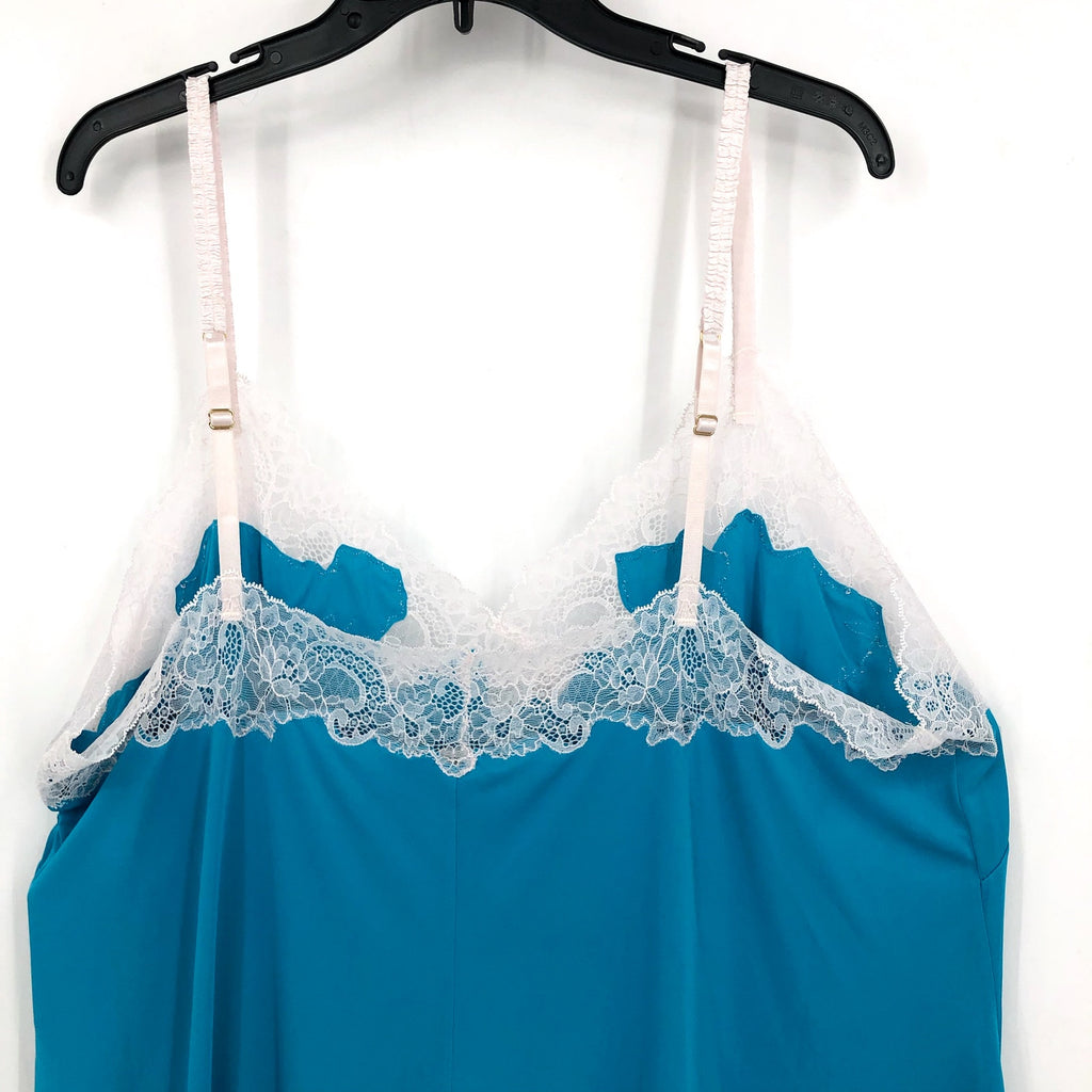 NATORI Women's Enchant Lace Trim Chemise 2X Azure Blue Slip NWT R78130X