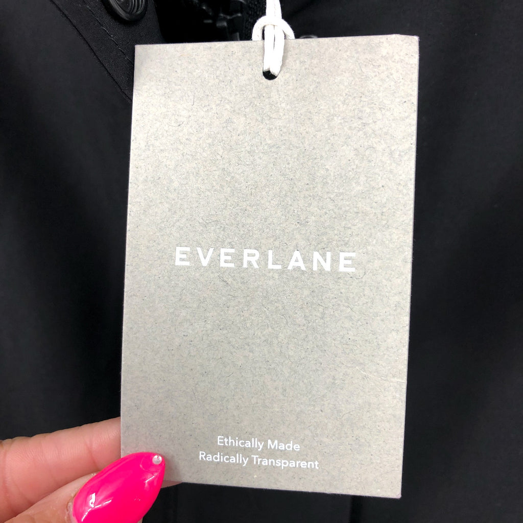Everlane Womens ReNew Anorak Rain Coat XS Black Water-Repellent Hooded NWT