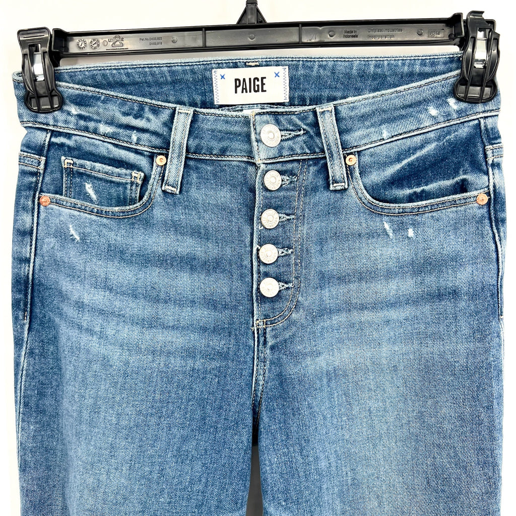 PAIGE Womens Cindy Crop Jeans Size 25 US 0 Blue Say Anything Exposed Button NWOT