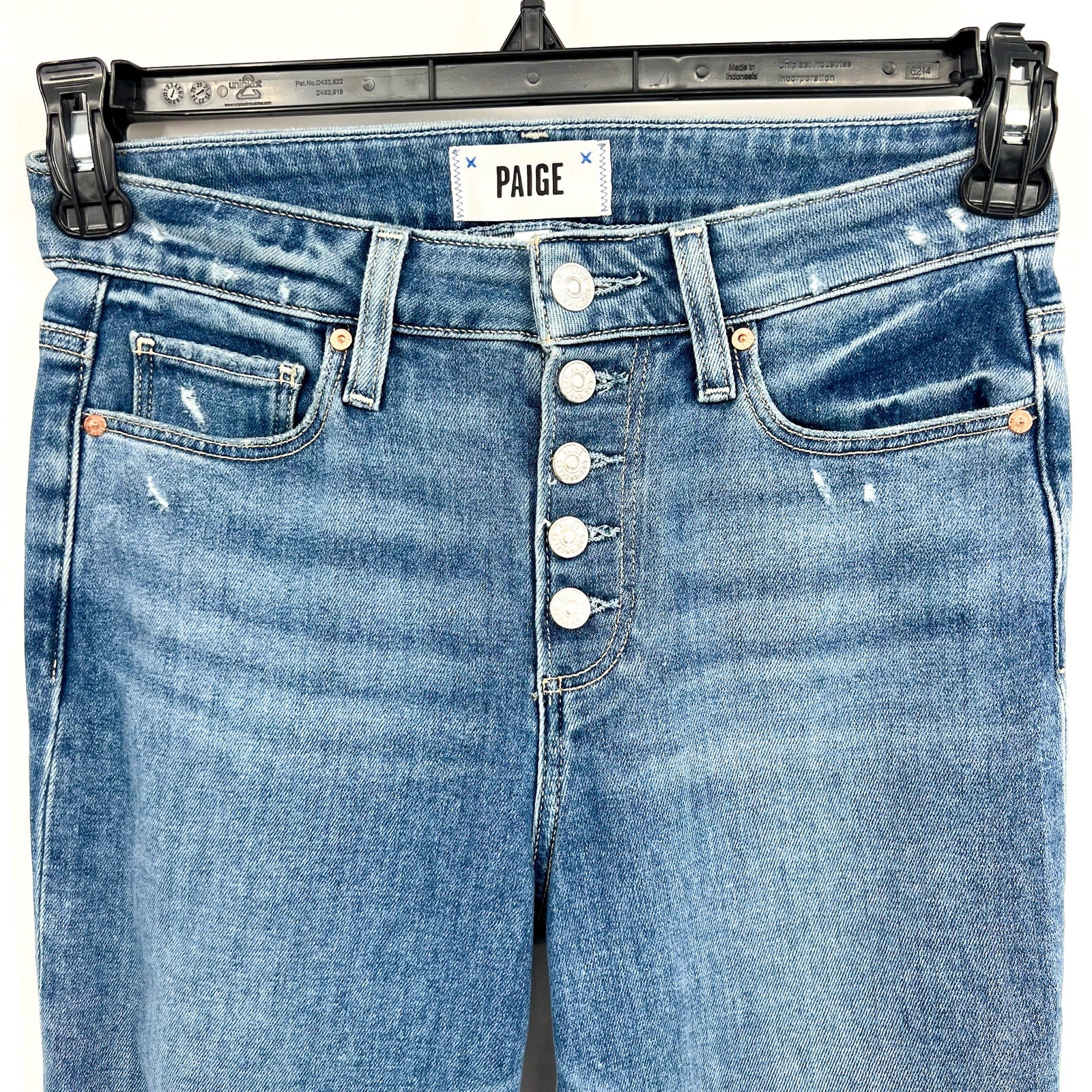 PAIGE Womens Cindy Crop Jeans Size 25 US 0 Blue Say Anything Exposed Button NWOT