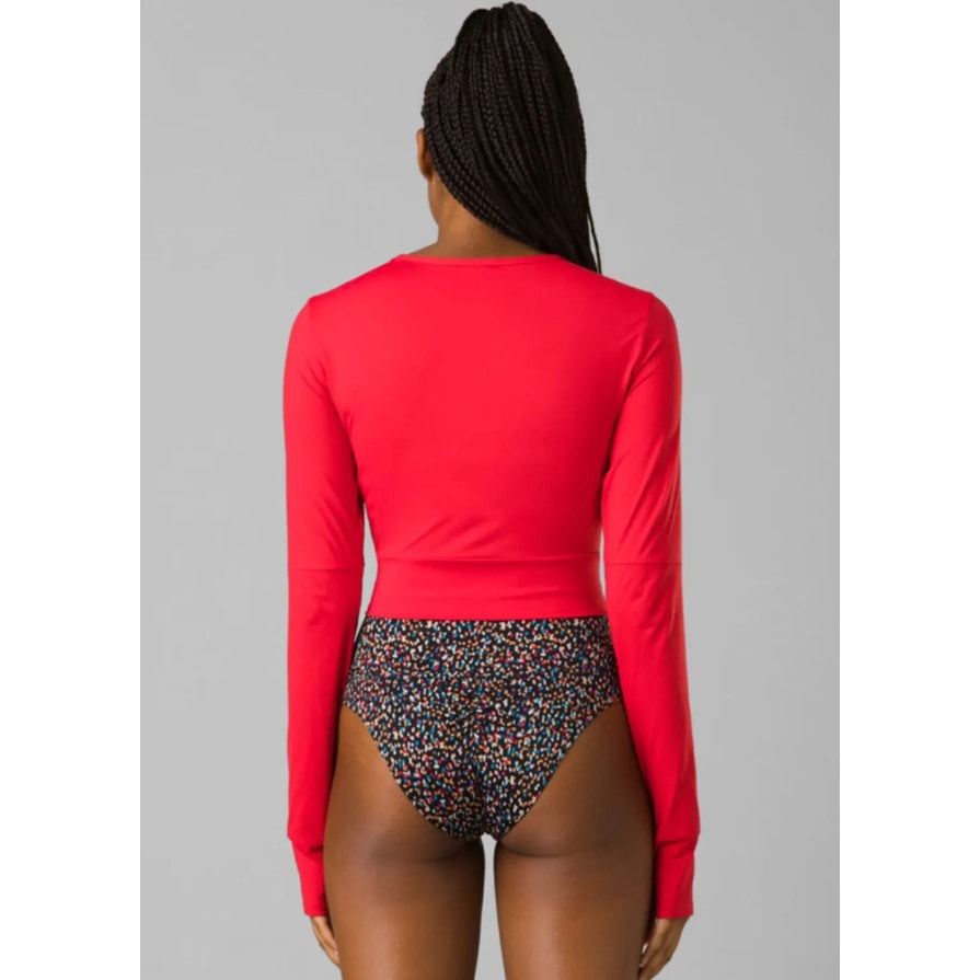 PRANA Women's Seleina Rash Guard Top XL Carmine Red Long Sleeve Stretch NWT
