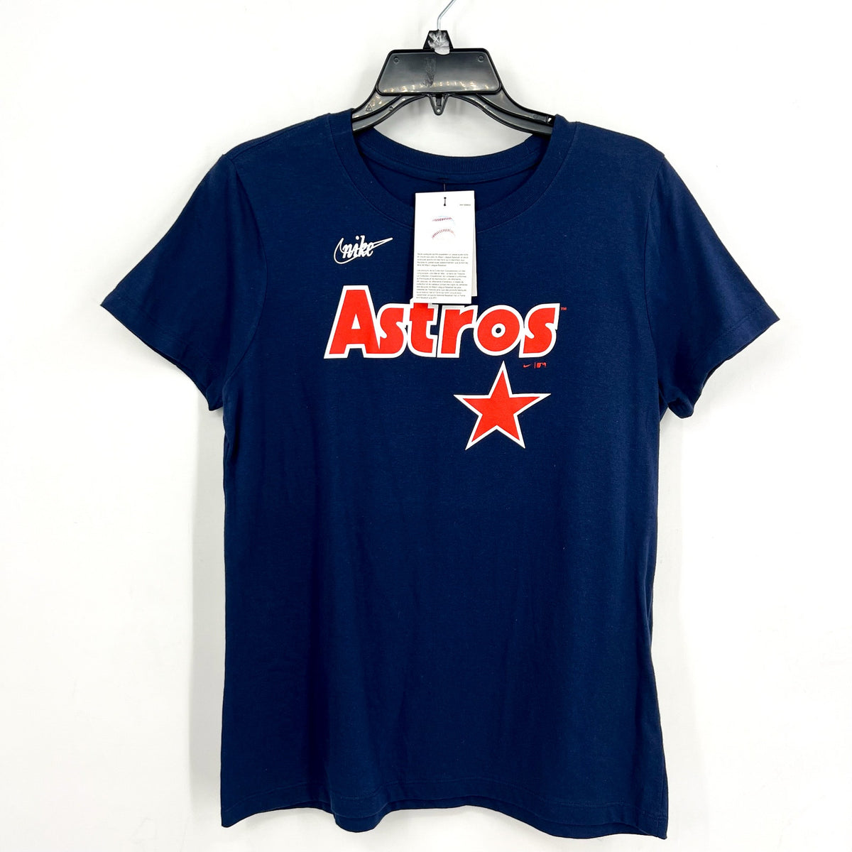 NIKE Women Houston Astros T-Shirt Medium Navy Blue Cooperstown Wordmark NWT