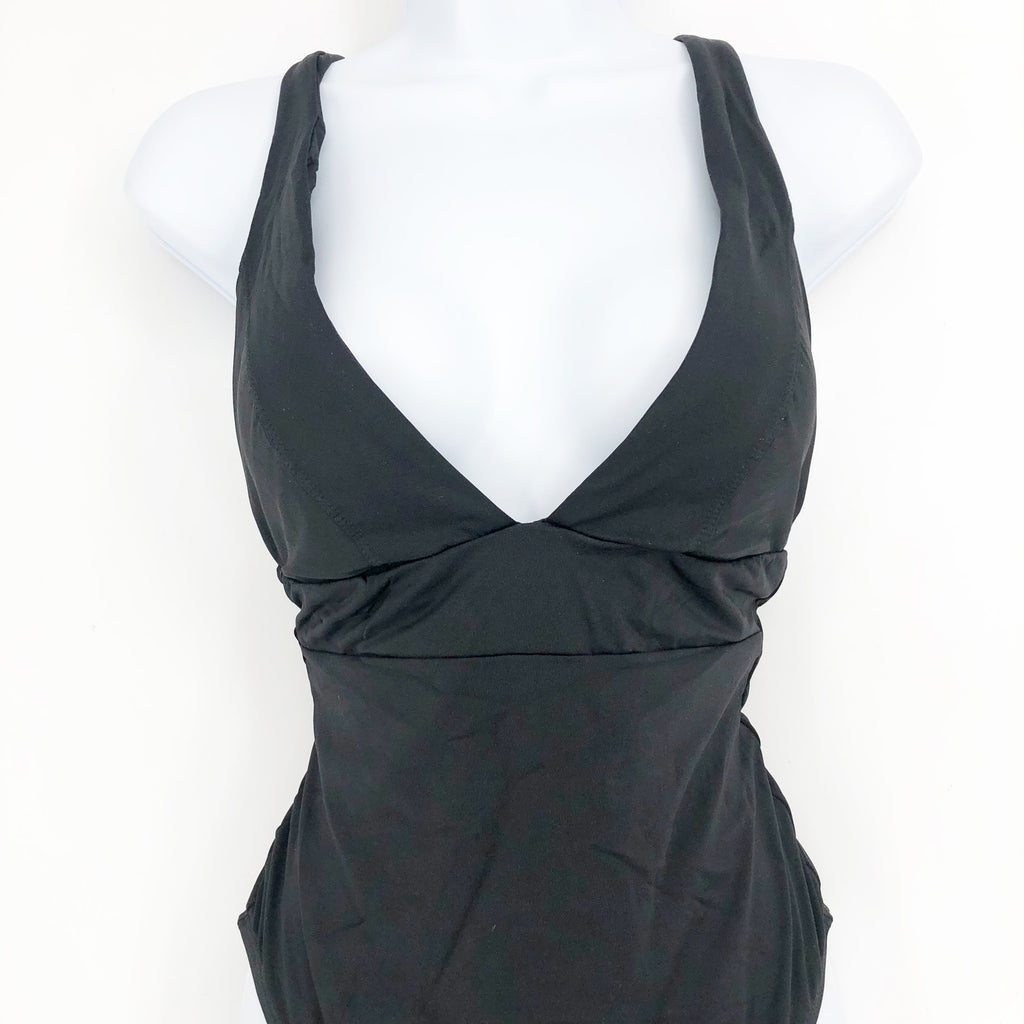 ANDIE SWIM Sardinia One Piece Swimsuit Medium 8-10 Black Plunge Deep Back NWT