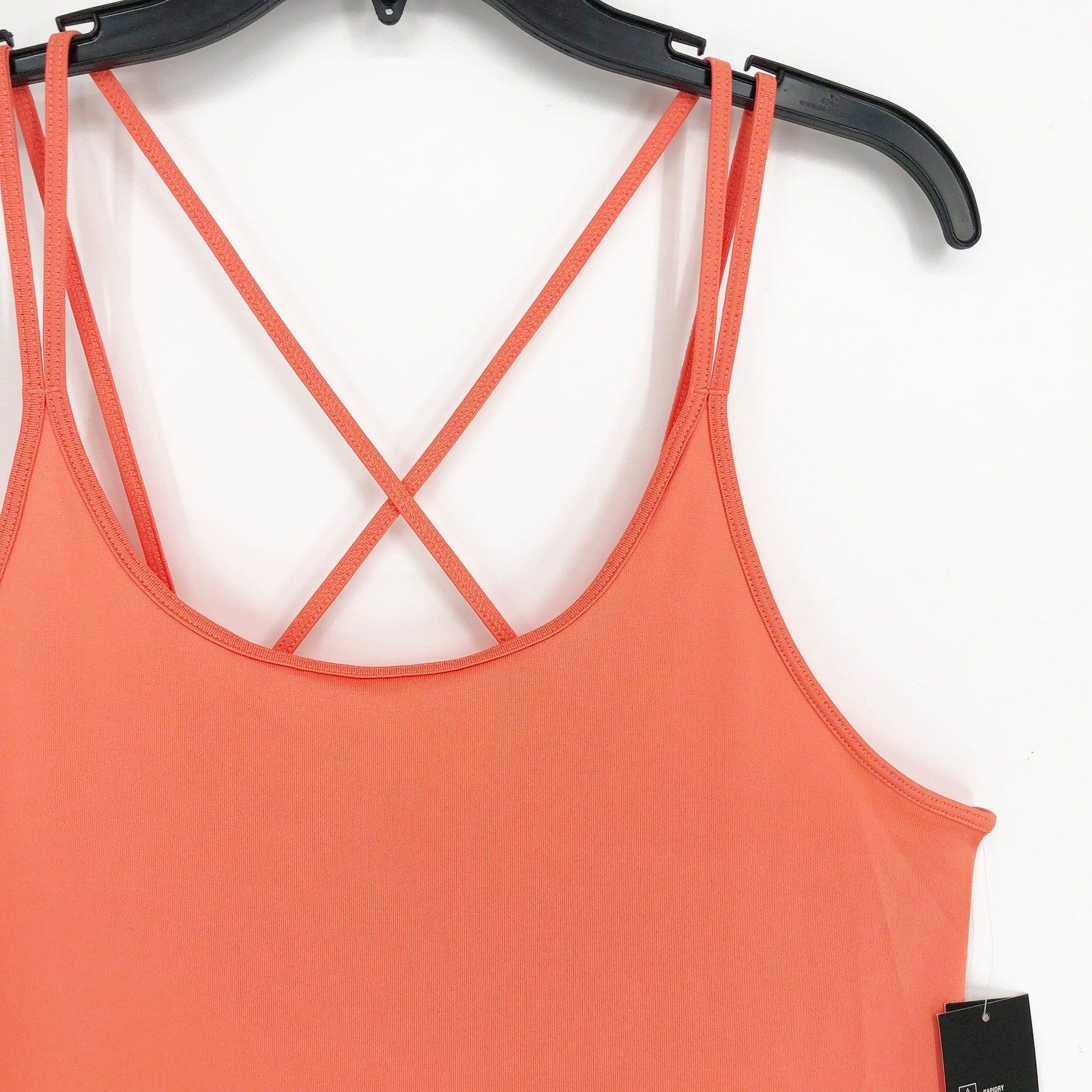 ID IDEOLOGY Women's Strappy Workout Tank Top Large Peach Orange Tech Knit NWT