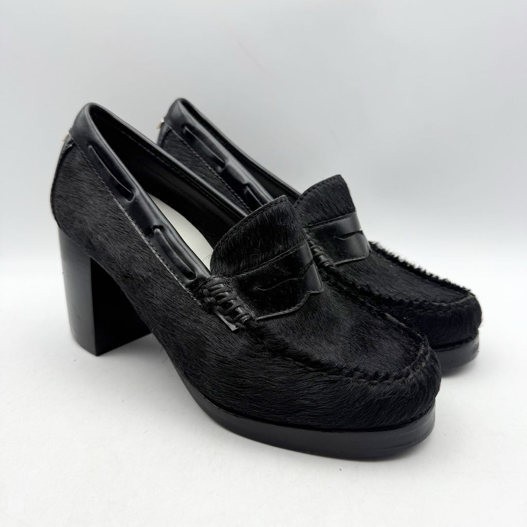 RE/DONE + Weejuns Womens Heeled Loafers US 7 M Black Calf Hair Leather NWOB