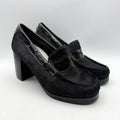 RE/DONE + Weejuns Womens Heeled Loafers US 7 M Black Calf Hair Leather NWOB
