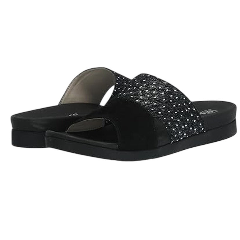 Spenco Womens Dawn Slide Sandals US 8 Wide EU 38.5 Black Suede NIB