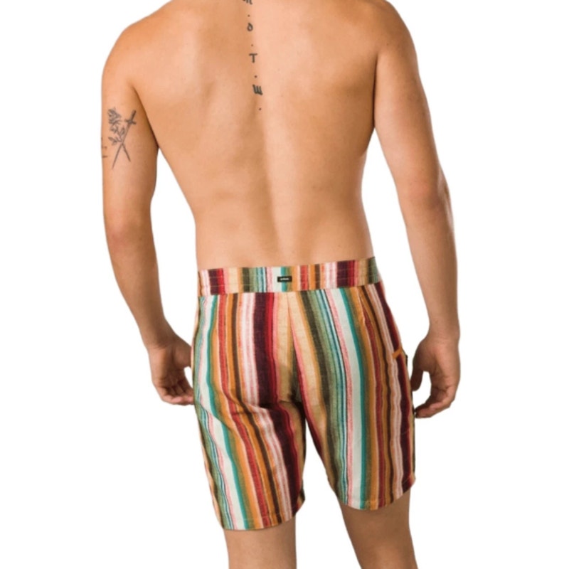 PRANA Mens Fenton Board Shorts Size 31 Small Baja Stripe 9" Inseam UPF 50+ NWT