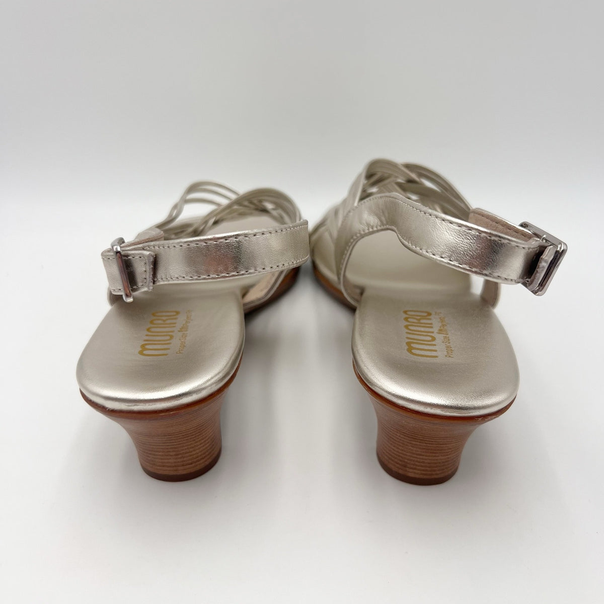 Munro Womens Marianna Heeled Sandals Size 12 M Silver Leather NWOB