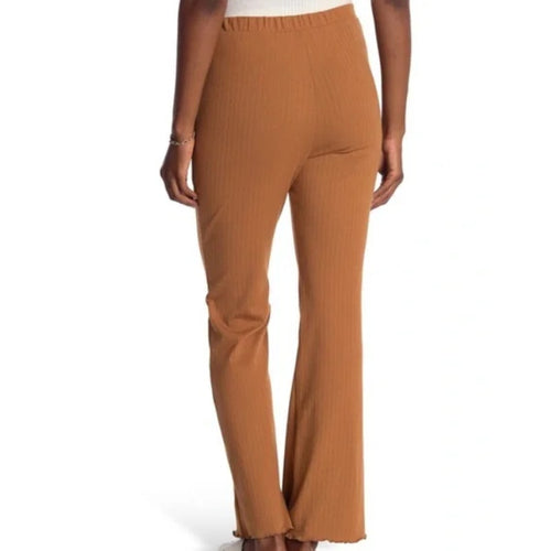 ABOUND Women's Ribbed Flared Leg Pull On Pants Small Tan Dale NWT