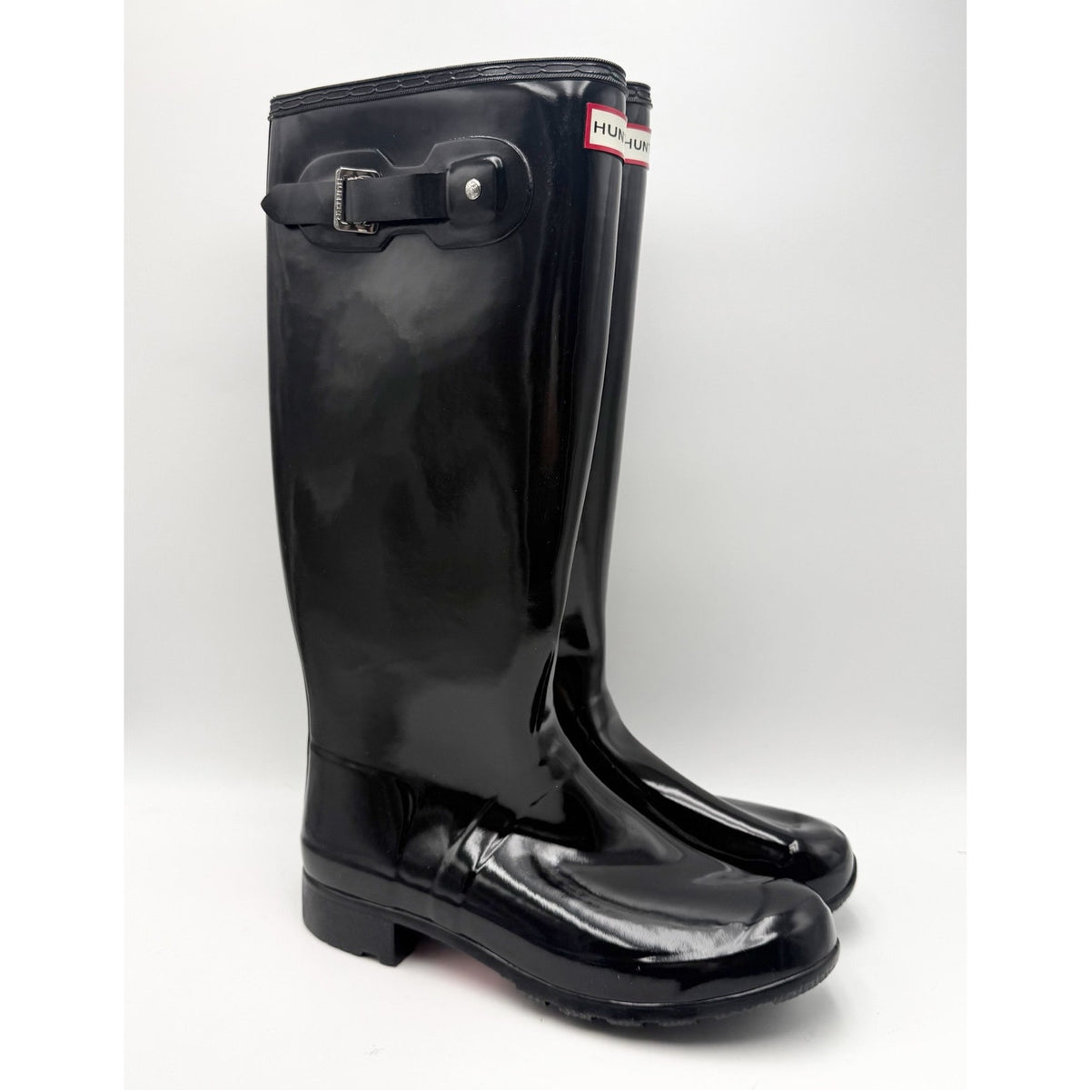 Hunter Womens Original Tall Gloss Rain Boots US 10 Black Waterproof NWOB