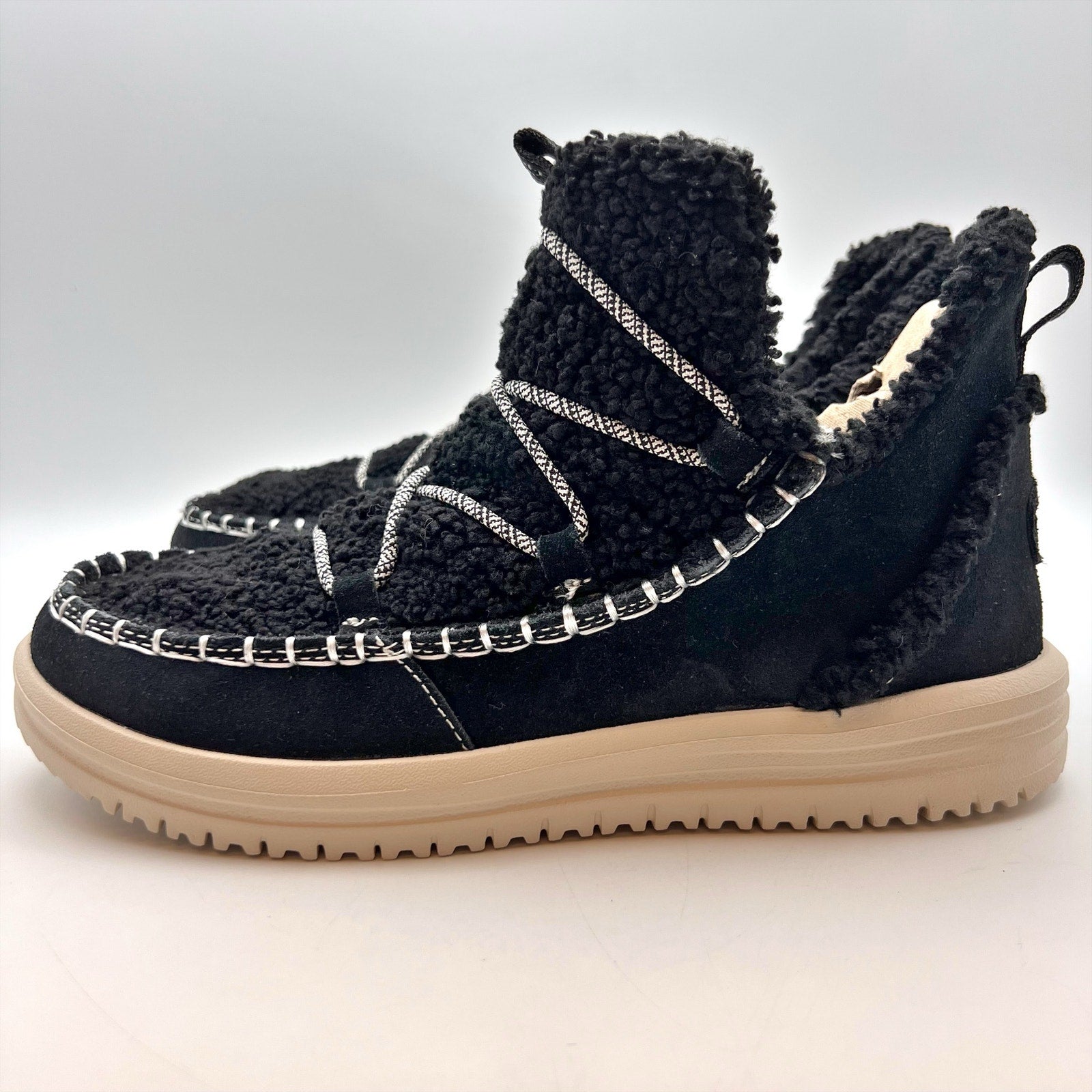 Hey Dude Womens Camden Sneaker Boots Size 8 EU 39 Black Suede NWOB