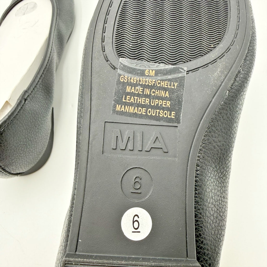 MIA Womens Chelly Ballet Flats Size 6 Black Leather NWOB