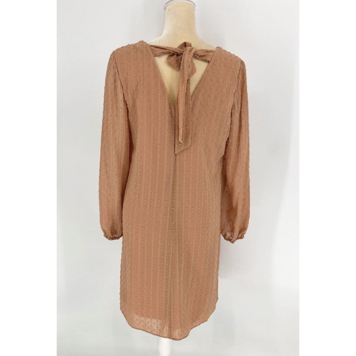 INC INTERNATIONAL CONCEPTS Women Shift Dress Large Tan Hazelwood Long Sleeve NWT