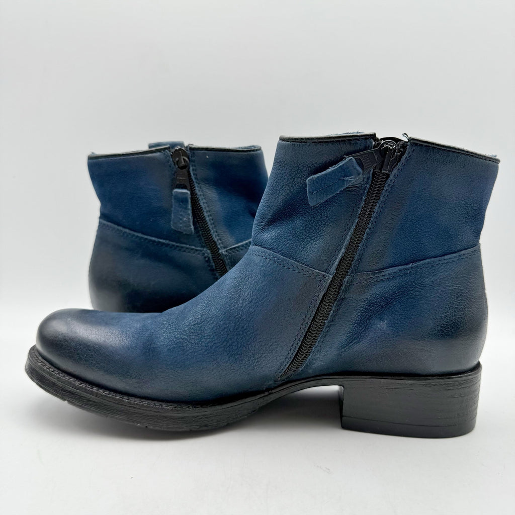 Miz Mooz Womens Norbert Ankle Booties EU 38 US 7.5 Blue Leather NWOB