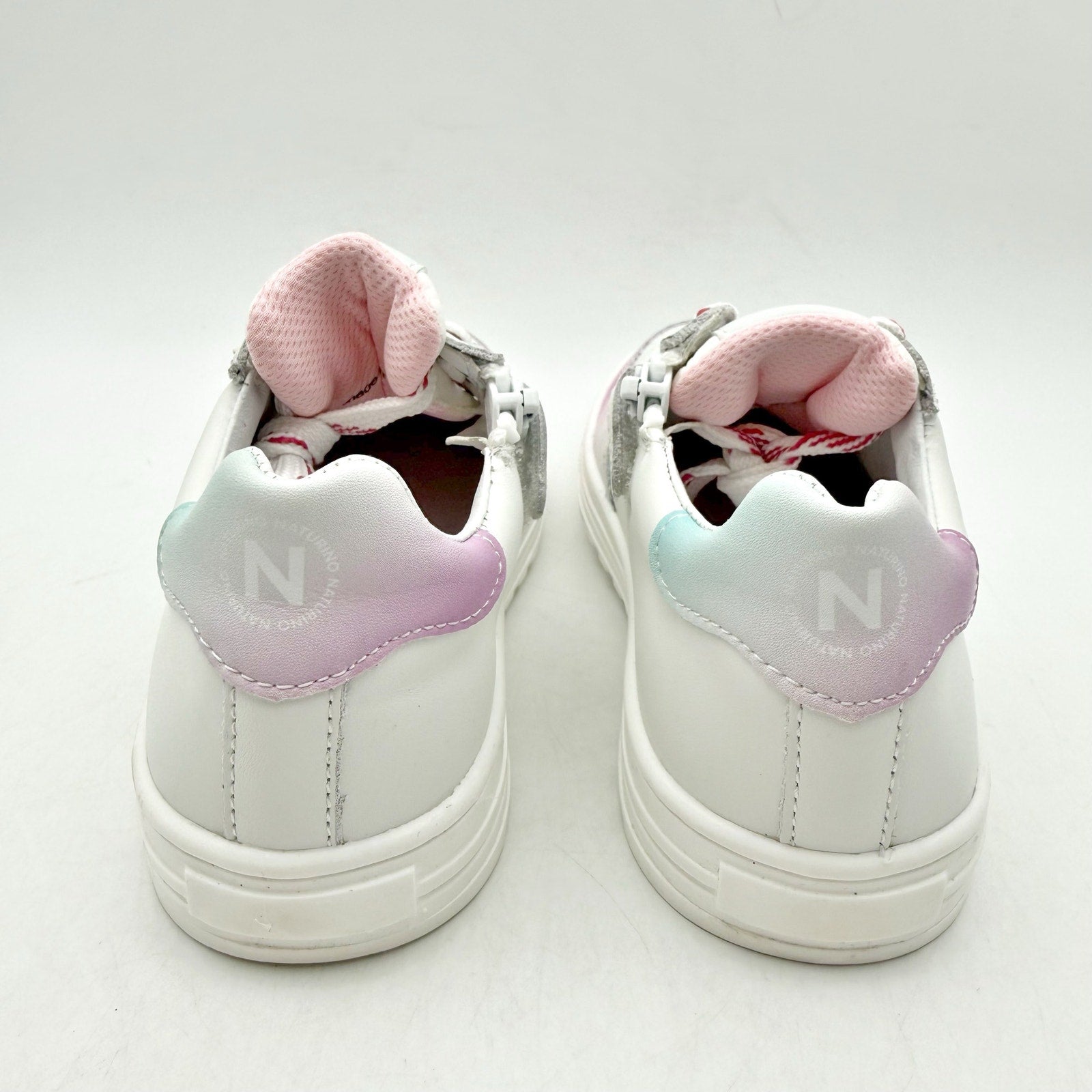 Naturino Girls Hess 2 Vl Sneakers EU 28 US 11 White Pink Blue Leather NWOB