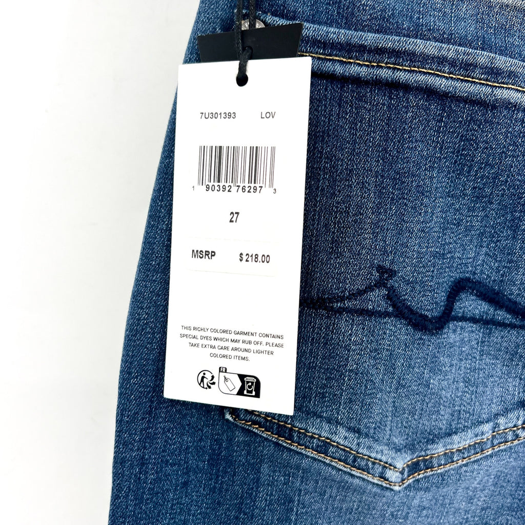 7 FOR ALL MANKIND Womens Kimmie Straight Slim Jeans Size 27 Blue Love Story NWT