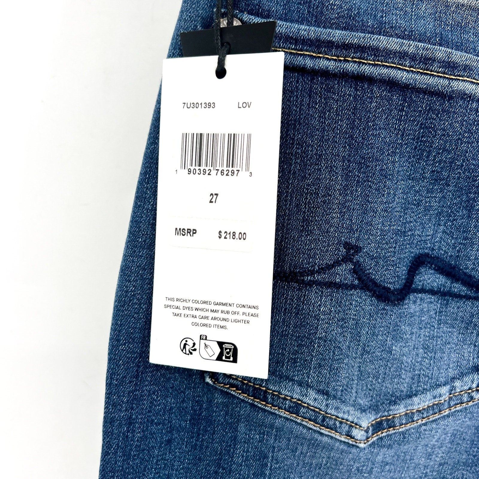 7 FOR ALL MANKIND Womens Kimmie Straight Slim Jeans Size 27 Blue Love Story NWT