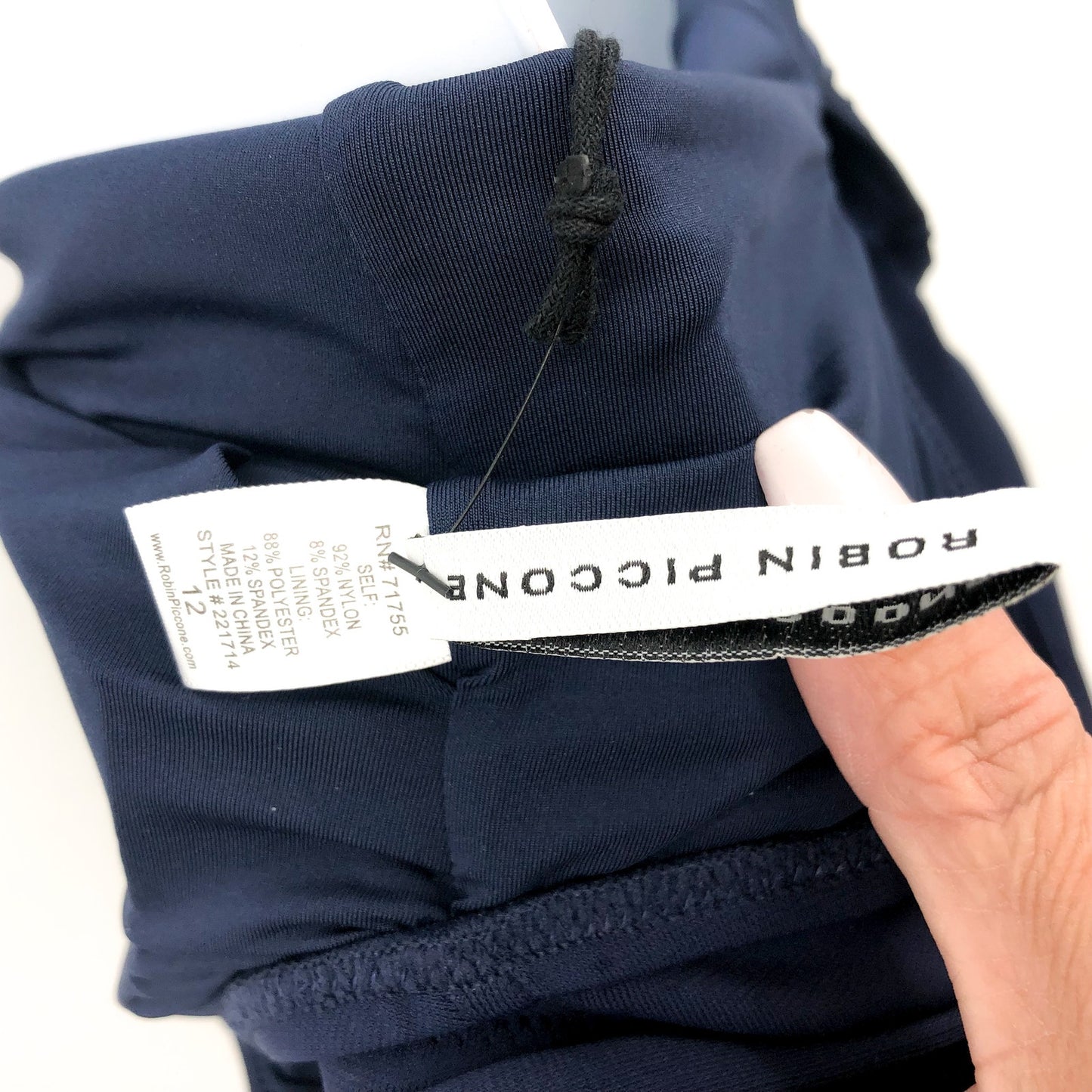 ROBIN PICCONE Ava Scoop Neck Mio One Piece Swimsuit Size 12 Navy Blue NWT