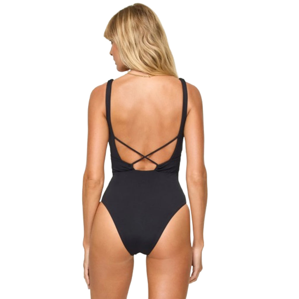 L*SPACE Women's Bondi One Piece Swimsuit Medium Black Cut Out Open Back NWT