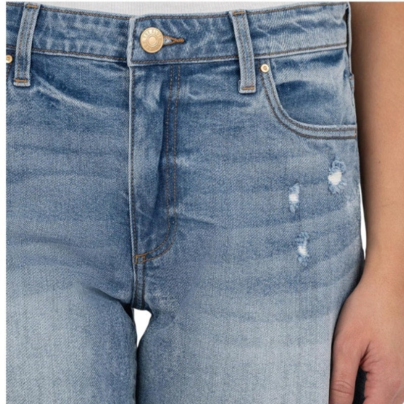 KUT FROM THE KLOTH Hailey Cut-off Denim Shorts Size 14 Focus Blue Jean NWT